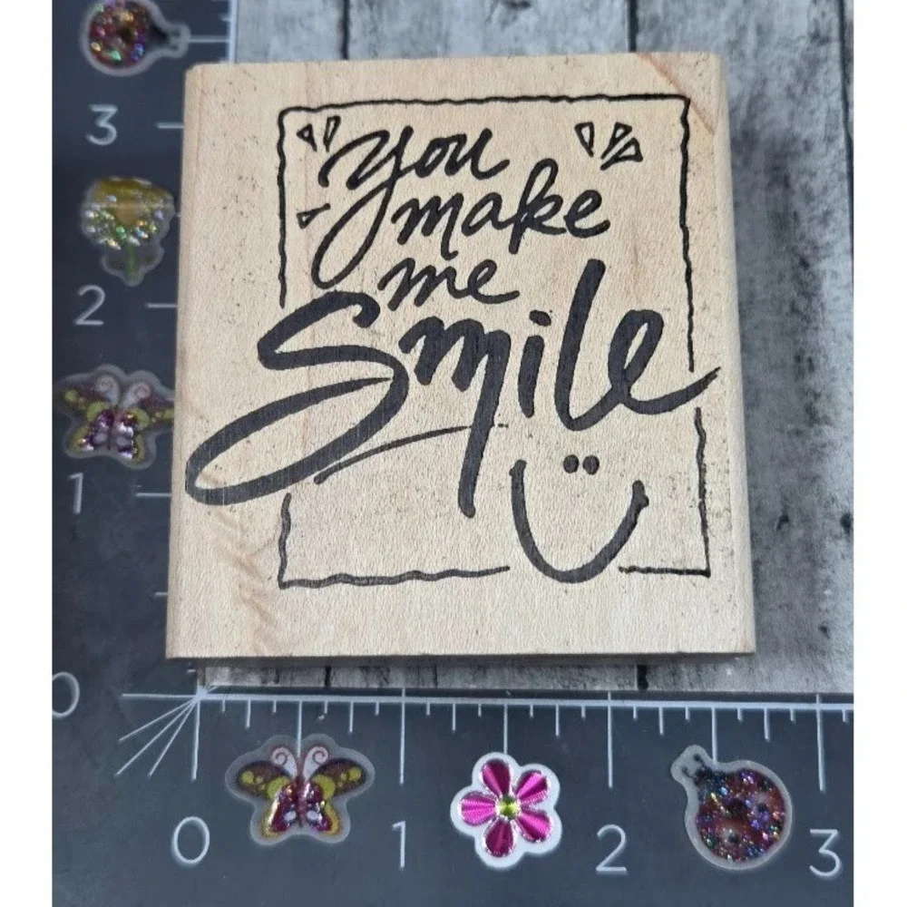 DeNami Design You Make Me Smile 1997 Rubber Stamp Wood #V113